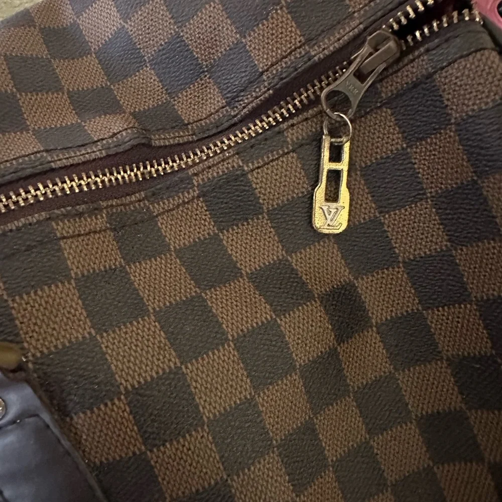 Elegant Checkered Brown Duffel Bag